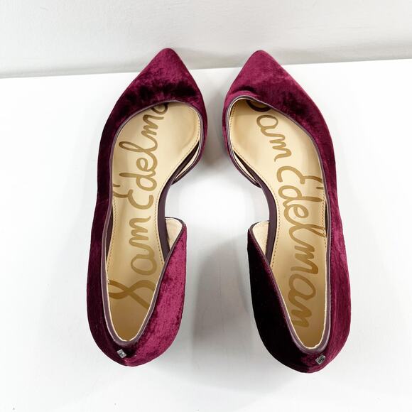 Sam Edelman Dorsay Reema Velvet Pointed Toe Flats Shoes Burgundy Maroon 8.5 - Picture 6 of 7
